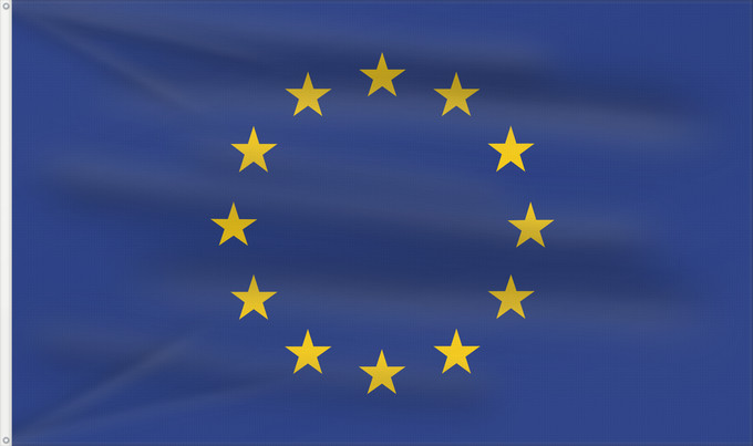 Bandiera, con due occhielli metallici e lato dell'asta rinforzato: Europe Europe is the flag and emblem of the European Union EU and Council of Europe CoE Européen est le symbole non seulement de l’Union européenne La Unión Europea consta de doce estrellas amarillas sobre fondo azul Die Europaflagge besteht aus einem