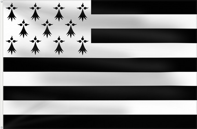 Flagge, mit zwei Metallösen und verstärktem Besatzband: Brittany	The Gwenn-ha-du, flag of Brittany	Le Gwenn-ha-du, drapeau de la Bretagne	Spaniel Bretón	Bretagna	Ar Gwenn-ha-du, banniel Breizh