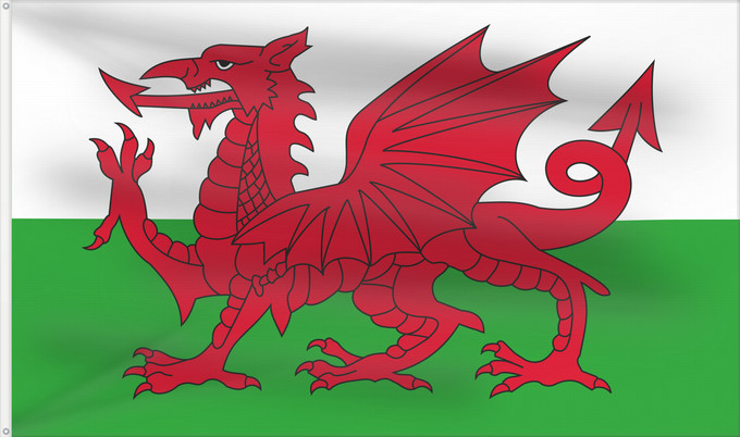 Flag, with two metal eyelets and reinforced hoist: Wales 2 Wales Pays de Galles Gales Wale Galles Walii Wīelisc Fana علم ويلز Banniel Kembre Cymru Galesko bandera Walesin Breataine Bige Brattag Vretin Walesa Kembra Valliae Знаме на Велс Couleu de Galles Флаг Уэльса Прапор Уельсу