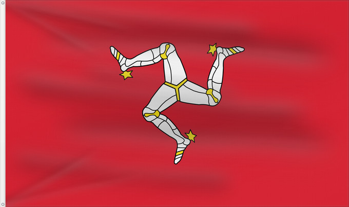 Bandera, con dos ojales metálicos y lado del asta reforzado: Isle of Man	L île de Man	Isla de Man	Insel Man	Dell Isola di Man	Man	Ilha de Man	Wyspy Man	Manes	علم مان	Sciag Vostrava Men / Сцяг Вострава Мэн	Ściag Vyspy Men / Сьцяг Выспы Мэн	Banniel Manav	Ostrva Man	Ostrova Man	Ynys Manaw	Isle of Mans	Σημαία της Νήσου