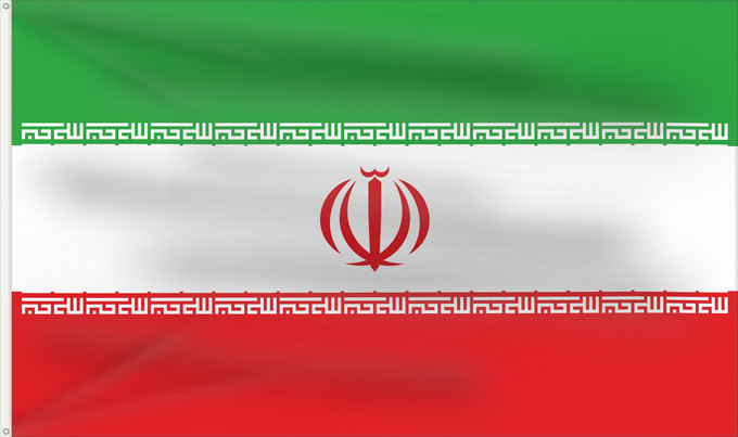 Flag, with two metal eyelets and reinforced hoist: Iran	Irán