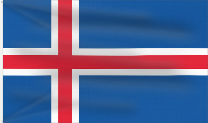 Drapeau, avec deux œillets métalliques et guindant renforcé : Iceland	L Islande	Islandia	Island	Islanda	IJsland	Islandii	Сцяг Ісландыі	আইসল্যান্ডের পতাকা	Banniel Island	Gwlad yr Iâ	Islands	Islando	Islandi lipp	Íslands	Izland	Íslenski fáninn	Islandiae	Islands flagg	Det islandske flagget	Þjóðfáni Íslands	Флаг Исландии