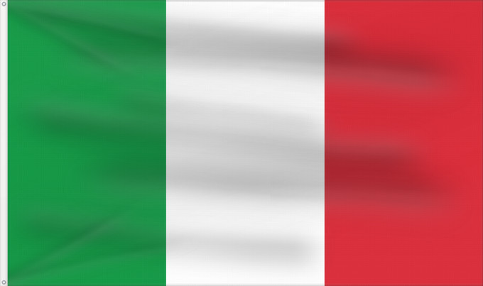 Bandera, con dos ojales metálicos y lado del asta reforzado: Italy Italie Italia Italien