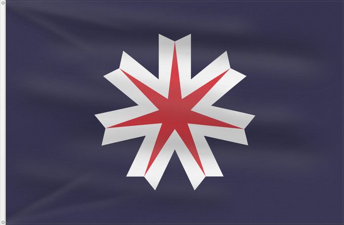 Bandera, con dos ojales metálicos y lado del asta reforzado: Hokkaido Prefecture	Hokkaidō	Hokkaidō 	北海道旗