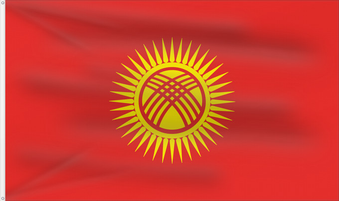 Flag, with two metal eyelets and reinforced hoist: Kyrgyzstan	Kirghizistan	Kirguistán	Kirgisistan	Kirgizië	علم جمهورية قرغيزستان	Qırğız Respublikasının	Дзяржаўны сцяг Кыргыстану	Kyrgyzstánu	Kirgizio	Ղրղզստանի դրոշը	ყირგიზეთის დროშა	Қырғыз Республикасының мемлекеттік байрағы	Кыргыз Республикасынын мамлекет