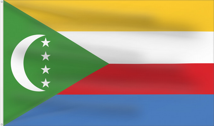 Flag, with two metal eyelets and reinforced hoist: Comoros Comores Comoras Komoren Comore