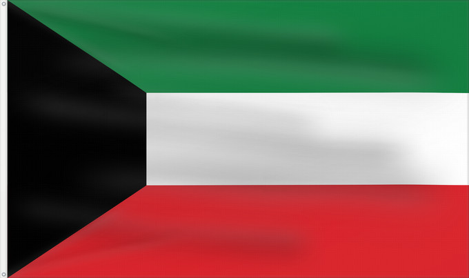 Flag, with two metal eyelets and reinforced hoist: Kuwait	Koweït	Kuwaitlabel QS Les