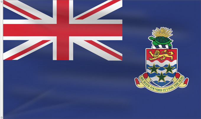 Flag, with two metal eyelets and reinforced hoist: Cayman Islands	Government Ensign of the Cayman Islands	Îles Caïmans	Islas Caimán	Kaimaninseln	Isole Cayman	דגל איי קיימן	Государственный морской флаг Каймановых островов