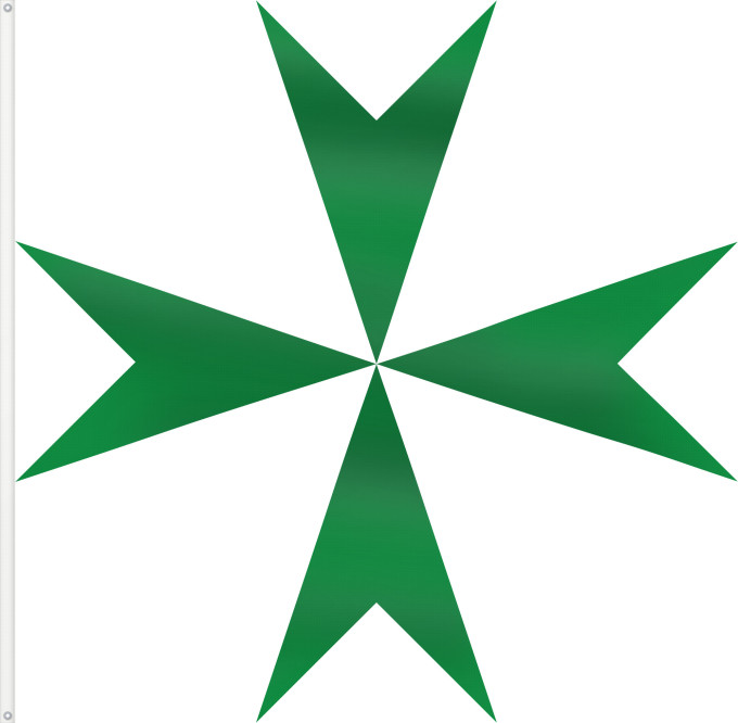 Bandera, con dos ojales metálicos y lado del asta reforzado: Militärischer und Hospitalischer Orden des Heiligen Lazarus von Jerusalem