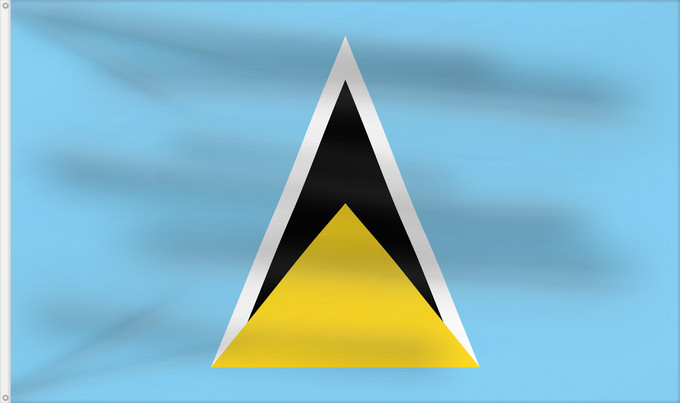 Flag, with two metal eyelets and reinforced hoist: Saint Lucia	Sainte-Lucie	Santa Lucía	Saint Lucias	St. Lucia	Santa Llucía	Sent Lisi	სენტ-ლუსიას დროშა	Sen Lusia	Флаг Сент-Люсии	Saint Lucije