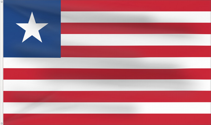 Flag, with two metal eyelets and reinforced hoist: Liberia Libérie پرچم لیبریا Liberian Liberiei Liberije