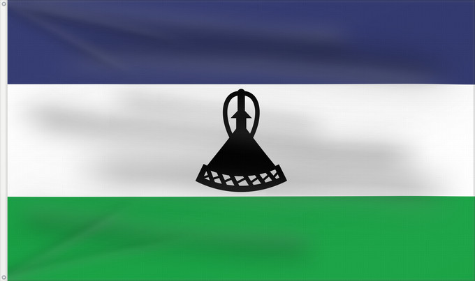 Drapeau, avec deux œillets métalliques et guindant renforcé : Lesotho Lesoto Lesothos Lesota Seboko ye Lesotho