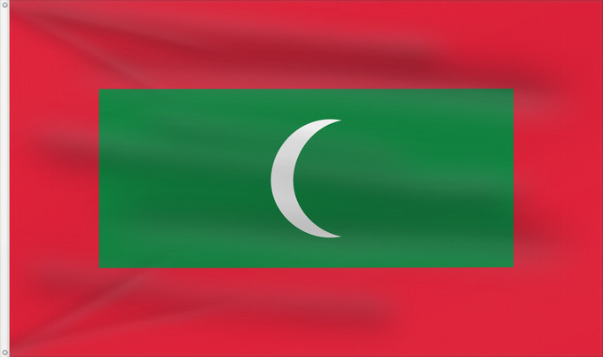 Drapeau, avec deux œillets métalliques et guindant renforcé : Maldives Maldivas Malediven Maldive Maldiven Das Maldivas ދިވެހިރާއްޖޭގެ ދިދަ La Maldivoj Флаг Мальдив Maldivov Maldivernas ธงชาติ ประเทศมัลดีฟ