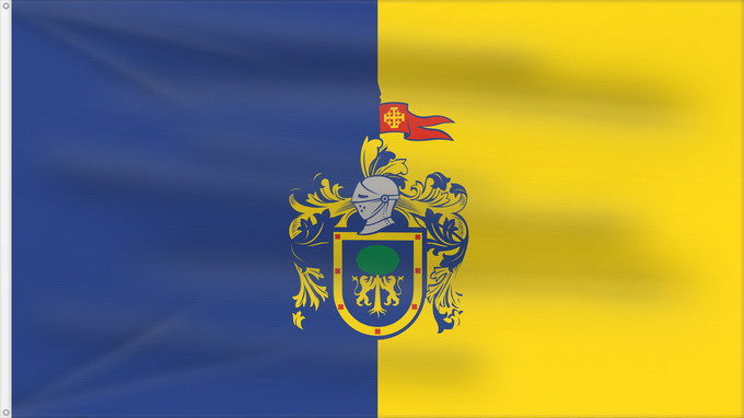 Bandera, con dos ojales metálicos y lado del asta reforzado: Jalisco	Official flag of Free and Sovereign State of Jalisco in accordance to the government	Officielle de l État libre et souverain de Jalisco	Oficial del Estado Libre y Soberano de Jalisco de acuerdo con la ley sobre la bandera del Congreso estatal y el