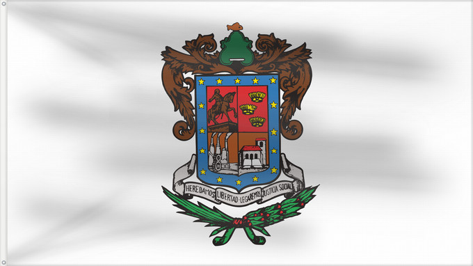 Bandera, con dos ojales metálicos y lado del asta reforzado: Michoacan	Michoacán