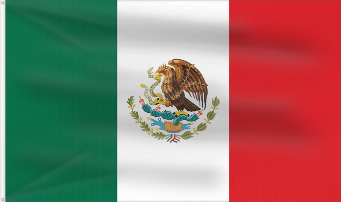 Bandera, con dos ojales metálicos y lado del asta reforzado: Mexico	Mexico Official version of the Flag of the United Mexican States or Mexico	Mexique	México La actual bandera de los Estados Unidos Mexicanos	Mexiko	Messico	México	Meksyku	علم المكسيك	Mïxiku wiphala	Meksika	Mèxic	Mexická vlajka	Mexicos	Meksiko	Mexiko