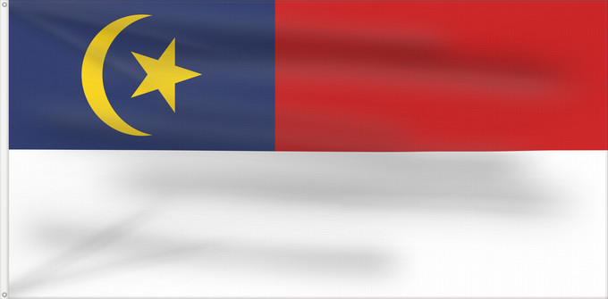 Bandera, con dos ojales metálicos y lado del asta reforzado: Malacca	Malaca	Malakka	Malaysian state Malacca. Drawn by Mysid