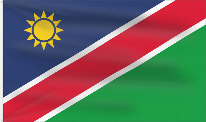 Bandera, con dos ojales metálicos y lado del asta reforzado: Namibia Namibie Namibië