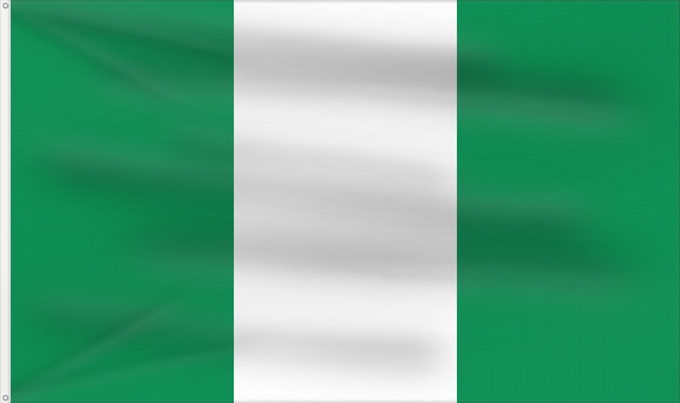 Flag, with two metal eyelets and reinforced hoist: Nigeria Nigéria علم نيجيريا Niĝerio Okoloto nke Naigeria Nijeri Nigerije Државна застава Нигерије Àsìá ilẹ́ Naijiria
