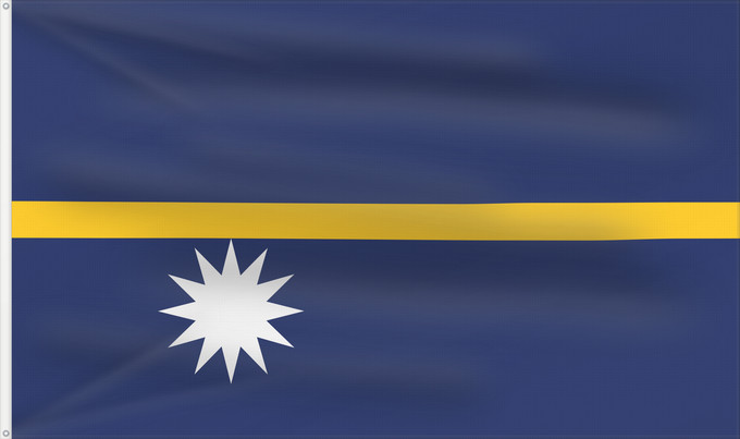 Flag, with two metal eyelets and reinforced hoist: Nauru	The national flag of Nauru	La bandera nacional de Nauru	Nazionale di Nauru	A bandeira nacional de Nauru	Σημαία του Ναουρού	La nacia flago de Nauro	Nauru lipp	Naurun	דגל נאורו	Знаме на Науру	Anidenin Naoero	Флаг Науру	Nauru leavga	Nauruja	Naurus	Naur