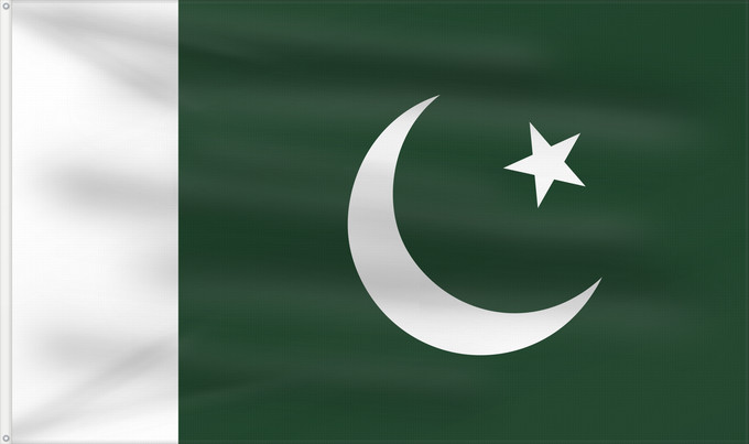 Flagge, mit zwei Metallösen und verstärktem Besatzband: Pakistan	 Pakistan	Pakistán	Paquistão	علم باكستان	পাকিস্তানের জাতীয় পতাকা	পাকিস্তানর ফিরালহান	Pakistano	पाकिस्तान का ध्वज	ପାକିସ୍ତାନୀ ଝଣ୍ଡା	ਪਾਕਿਸਤਾਨ ਦਾ ਕੌਮੀ ਝੰਡਾ	د پاکستان بيرغ	Флаг Пакистана	Pakistana	பாக்கித்தான் கொடி	Прапор Пакистану	پاکستان کا پرچم