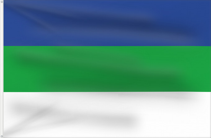 Flag, with two metal eyelets and reinforced hoist: Komi	State Flag of the Komi Republic	République des Komis	República de Komi	Republik Komi	Repubblica di Komi	Коми Республикаса дöрапас	Государственный флаг Республики Коми