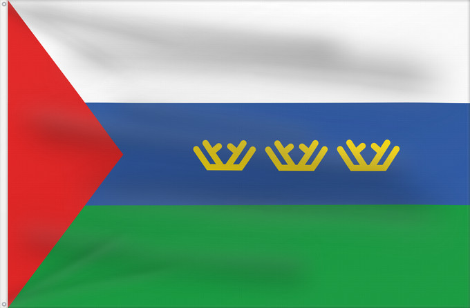 Flag, with two metal eyelets and reinforced hoist: Tyumen Oblast	Oblast de Tioumen	Óblast de Tiumén 	Oblast Tjumen