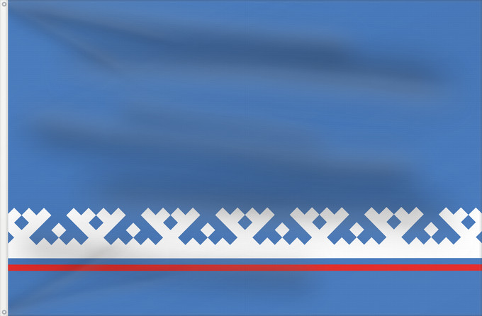 Flag, with two metal eyelets and reinforced hoist: Yamal-Nenets Autonomous District Yamalo-Nenets Autonomous Okrug Iamalie ou district autonome de Iamalo-Nénétsie distrito autónomo de Yamalo-Nenets Autonome Kreis der Jamal-Nenzen Jamalo-Neneca aŭtonoma distrikto Ямало-Ненецкий автономный округ