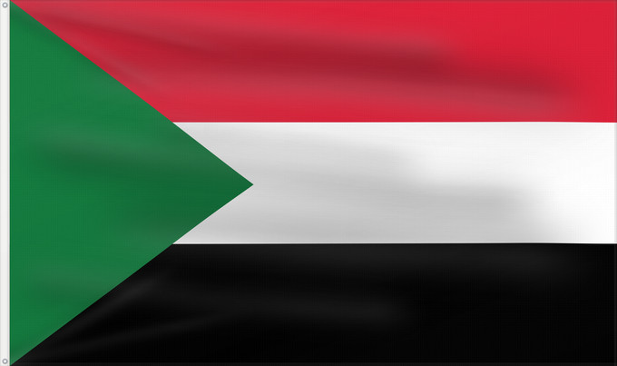 Drapeau, avec deux œillets métalliques et guindant renforcé : Sudan	Soudan	Sudán	Soedan	علم السودان	Sudans