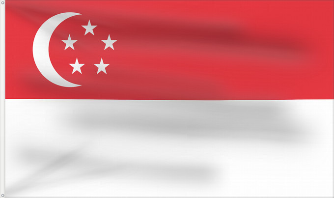 Bandera, con dos ojales metálicos y lado del asta reforzado: Singapore	Singapour	Singapur	Singapuru	علم سنغافورة	Singapuro	Singapura	Флаг Сингапура	Singapurja	சிங்கப்பூரி்ன் கொடி	​新加坡国旗