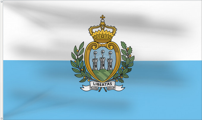 Flagge, mit zwei Metallösen und verstärktem Besatzband: San Marino  civil	San Marino	Saint-Marin