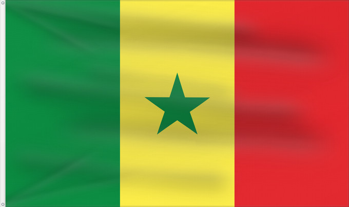 Bandera, con dos ojales metálicos y lado del asta reforzado: Senegal	Sénégal	Senegalo	پرچم سنگال	Senegala