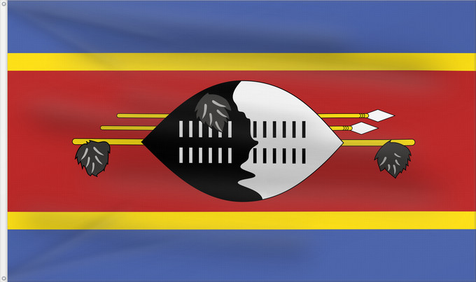 Drapeau, avec deux œillets métalliques et guindant renforcé : Eswatini	Swaziland	Suazilandia	Swasiland	Essuatíni	Eswatinis fana	Eswatini  Svazilando	Umjeka weSwatini	Swazilands