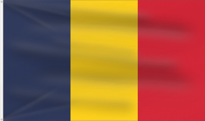 Flag, with two metal eyelets and reinforced hoist: Chad	National du Tchad	Chad. Proporción 2 3	Tschad	Ciad	Tsjaad	علم تشاد	Ĉado	Ciadului	Čada	Tchads