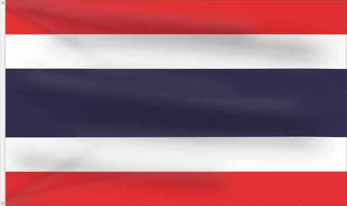 Flag, with two metal eyelets and reinforced hoist: Thailand The national flag of Kingdom of Thailand; there are total of 3 colours Red represents the blood spilt to protect Thailand’s independence and often more simply described as representing the nation Thaïlande Tailandia desde el año 2017; hay en tota