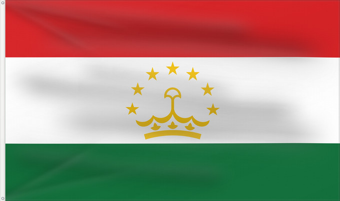 Flag, with two metal eyelets and reinforced hoist: Tajikistan Tadjikistan Tayikistán Republik Tadschikistan Tagikistan Tadzjikistan علم طاجيكستان Tacikistan Сцяг Таджыкістану Сьцяг Таджыкістану Tádžikistánu Таджикистан ялавӗ پرچم تاجیکستان Տաջիկստան դրոշը ტაჯიკეთის დროშა Тәжікстан байрағы Тажикстанын туус