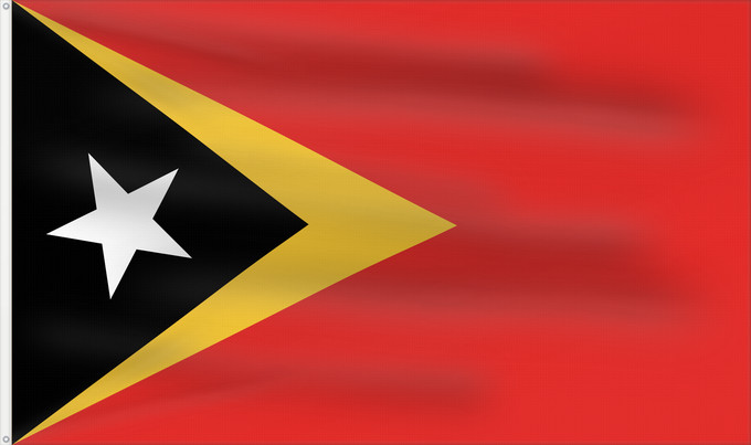Bandera, con dos ojales metálicos y lado del asta reforzado: East Timor	Timor-Leste  East Timor	Timor oriental	Timor Oriental	Osttimor	Timor Est	Timor-Leste  Oost-Timor	Timor-Leste	علم تيمور الشرقية	তিমুর লেস্তের জাতীয় পতাকা	Timor Leste	Флаг Восточного Тимора	Östtimors	Timór Lorosa e nian