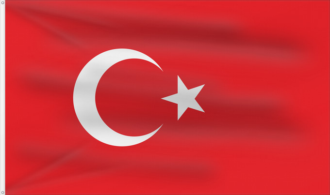 Flag, with two metal eyelets and reinforced hoist: Turkey National Flag of Turkey Turquie Turquía Türkische Turchia Turkije Turquia علم تركيا Türk Сцяг Турцыі Национално знаме на Турция Turske Turecká Vlajka Desmala Tırkiya Σημαία της Τουρκίας Turkio پرچم ترکیه Turkin Τὸ τῆς Τουρκίας σημεῖον Republike Tur