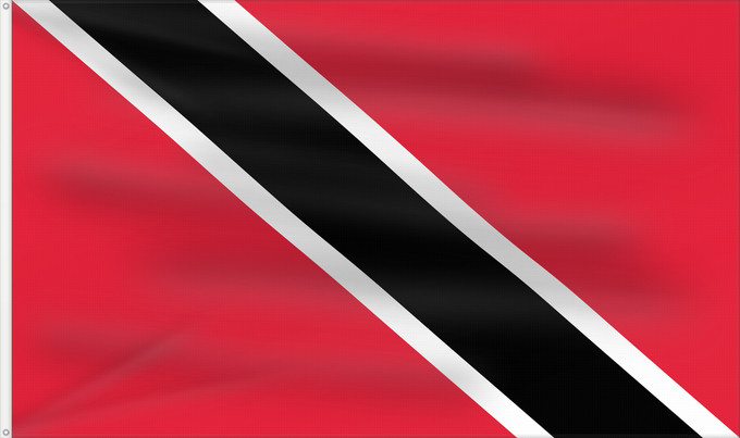 Bandera, con dos ojales metálicos y lado del asta reforzado: Trinidad and Tobago	Trinité-et-Tobago	Trinidad y Tobago	Trinidad und Tobago	Trinidad e Tobago	Trinidad en Tobago	Trindade e Tobago	Trynidadu i Tobago	Trinidad a Tobago	Trinidad og Tobagos	Trinidado kaj Tobago	Trinidadi ja Tobago lipp	Tríonóide agus Tobága