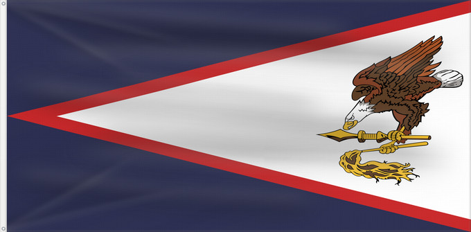 Bandera, con dos ojales metálicos y lado del asta reforzado: American Samoa