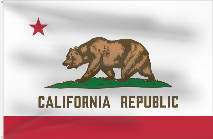 Flag, with two metal eyelets and reinforced hoist: California	Californie	Kalifornien	Californië	ᎠᏕᎳᏧᏢᎢ ᎦᏓᏘ	Ka hae Kaleponi	דגל מדינת קליפורניה	Californiae	Ahééháshį́į́h Hahoodzo bidah naatʼaʼí	Флаг Калифорнии	Američke savezne države Kalifornije	ⴰⵙⴻⵏⵢⴰⵍ ⵏ ⴽⴰⵍⵉⴼⵓⵕⵏⵢⴰ