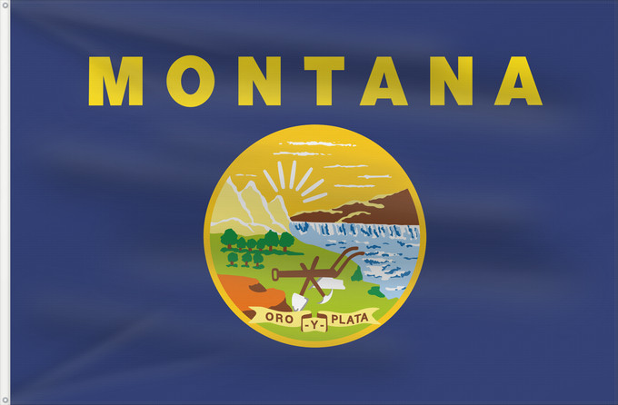 Bandera, con dos ojales metálicos y lado del asta reforzado: Montana	ᎹᎾᏖᎾ ᎦᏓᏘ	Ho honáéšé e hoohëö o	Ka hae Monekana	Montanae	Máánteenah Hahoodzo bidah naatʼaʼí	Američke savezne države Montane