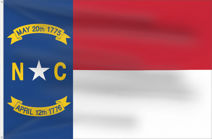 Drapeau, avec deux œillets métalliques et guindant renforcé : North Carolina	North Carolina (	Caroline du Nord	Carolina del Norte	Carolina del Nord