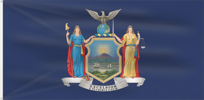 Drapeau, avec deux œillets métalliques et guindant renforcé : New York	State of New York	Nueva York	New Yorks	Nova Iorque	ᏄᏯᎩ ᎦᏓᏘ	De New York	Ka hae Nuioka	ニューヨーク州の旗	뉴욕주의 기	Novi Eboraci	Vlagge van Njej York	Nííyóó Hahoodzo bidah naatʼaʼí	Nei York	Statului New York, SUA	Флаг Нью-Йорка	Američke savezne države New York