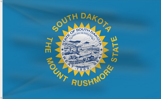 Bandera, con dos ojales metálicos y lado del asta reforzado: South Dakota Dakota du Sud Dakota del Sur Dakota del Sud ᏧᎦᎾᏮ ᏓᎧᏓ ᎦᏓᏘ Ka hae Kakoka Hema Dacota Meridionalis Shádiʼááhjí Dikóodah Hahoodzo bidah naatʼaʼí Флаг Южной Дакоты Američke savezne države Južne Dakote Прапор Південної Дакоти