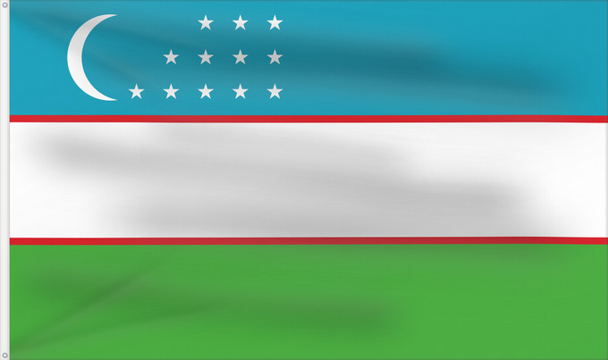 Drapeau, avec deux œillets métalliques et guindant renforcé : Uzbekistan	Ouzbékistan	República de Uzbekistán	Usbekistan	Repubblica dell Uzbekistan	Oezbekistan	Nacional da República do Uzbequistão	علم جمهورية أوزبكستان	Özbəkistan Respublikasının Dövlət	Дзяржаўны Сцяг Рэспублікі Ўзбекістан	Дзяржаўны Сьцяг Рэспублікі Ў