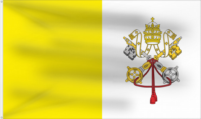 Drapeau, avec deux œillets métalliques et guindant renforcé : Vatican City 2023–present Vatican City State Vatican (Saint-Siège) Ciudad del Vaticano Vatikanstadt Città del Vaticano