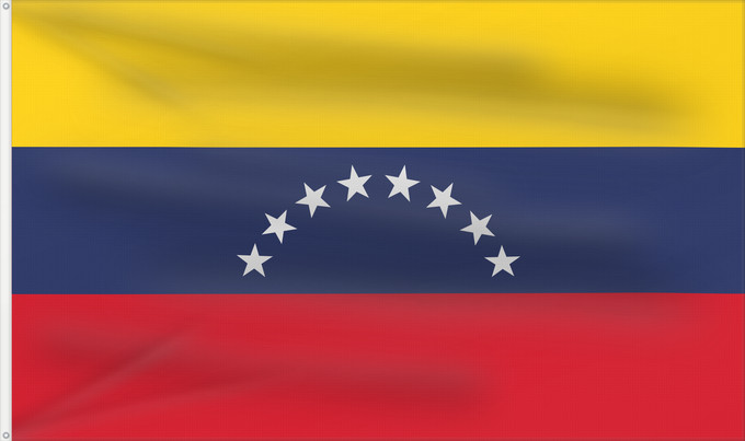 Flagge, mit zwei Metallösen und verstärktem Besatzband: Venezuela	Civil du Venezuela	Venezuela - bandera Civil y de la Marina Mercante de Venezuela	Benezuela	Winïxwila wiphala	Veneçuela	Venezuelská vlajka	Venezuelo	Venezuelako bandera	Poyvi Venesuéla	Winisuyla unanchan	Флаг Венесуэлы	Venezuele	Türkçe Venezuela