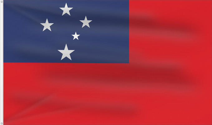 Flagge, mit zwei Metallösen und verstärktem Besatzband: Samoa	Pīwari o Hāmoa	Samoe	Fu‘a o Sāmoa