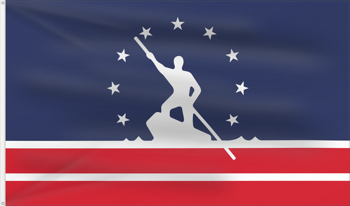 Drapeau, avec deux œillets métalliques et guindant renforcé : Richmond, Virginia	Ricmondiae, Virginia